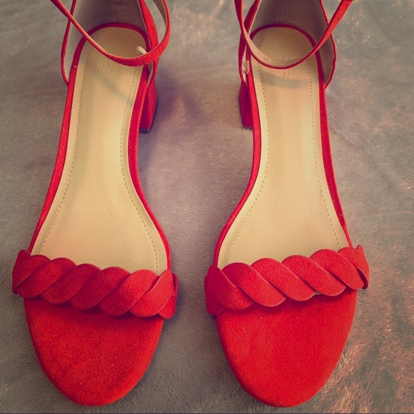 H&M Shoes - H&M NEW Red Suede Block Heel Sandals Size 39